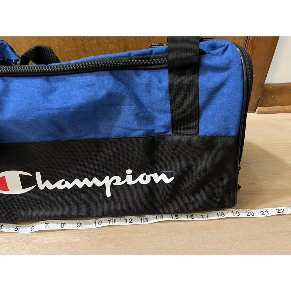 NWT Champion Logo Gym Duffel Bag Royal Blue Black Medium Size Gym Weekender